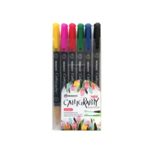 Mungyo Water Based Calligraphy Pen, Twin(Double-Sided) (2mm & 3.5mm), 6 Colors