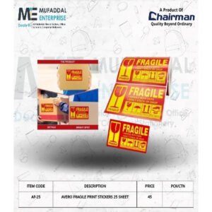Averi Fragile Print Stickers 25 Sheet (RED & YELLOW)