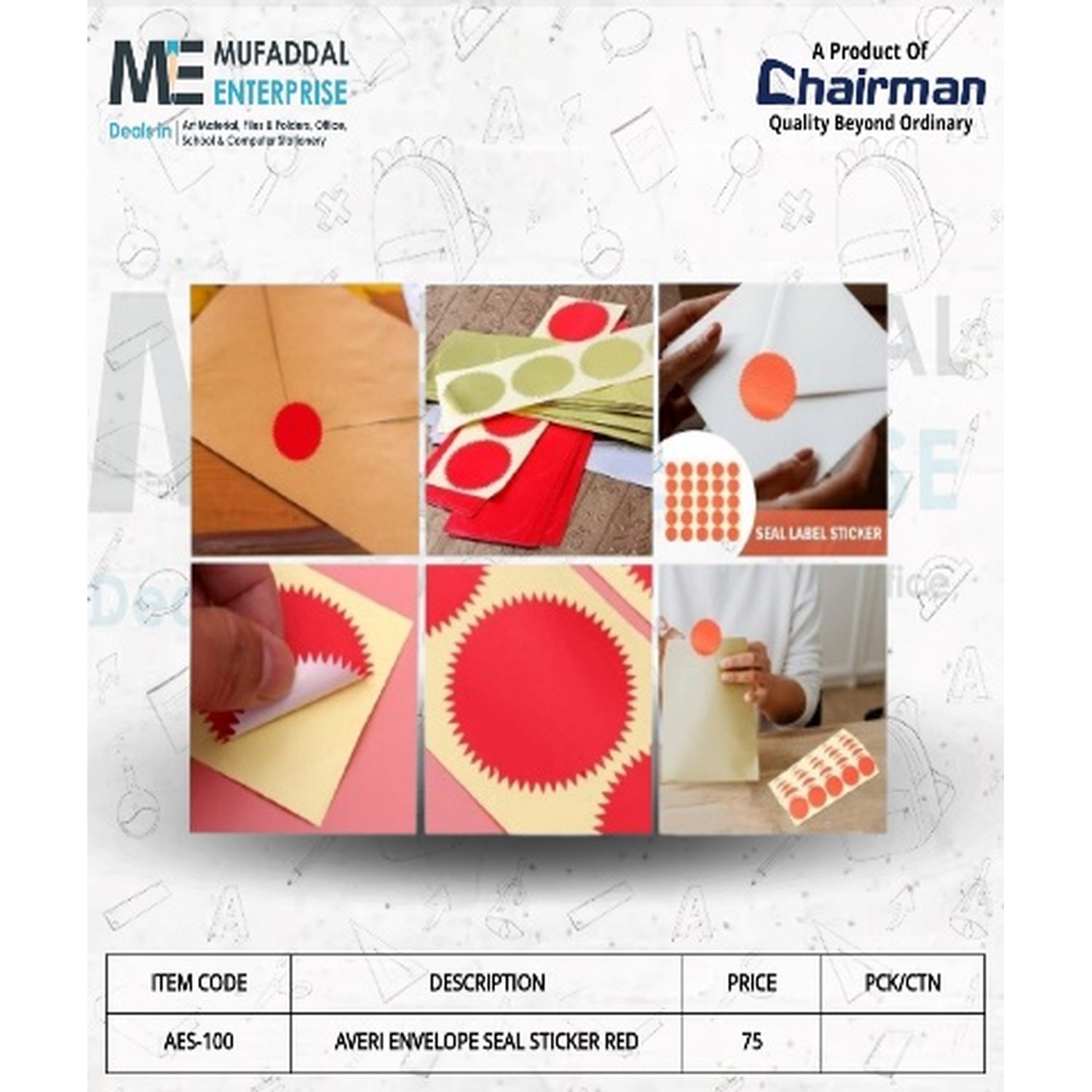 Averi Envelope Seal Sticker Red